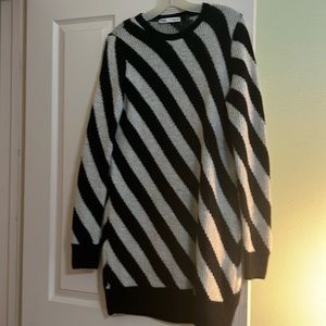 Zara black and white stripe sweater dress size small excellent condition